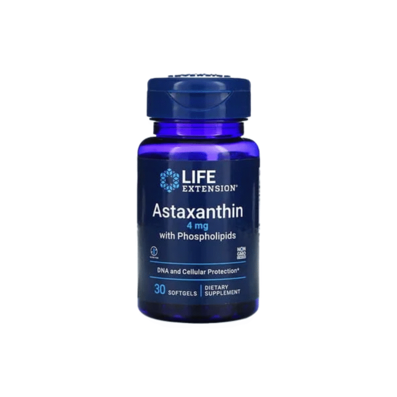 Astaxantina con Fosfolípidos Life Extension 4 mg 30 cápsulas, antioxidante para resistencia a la insulina y salud del páncreas.